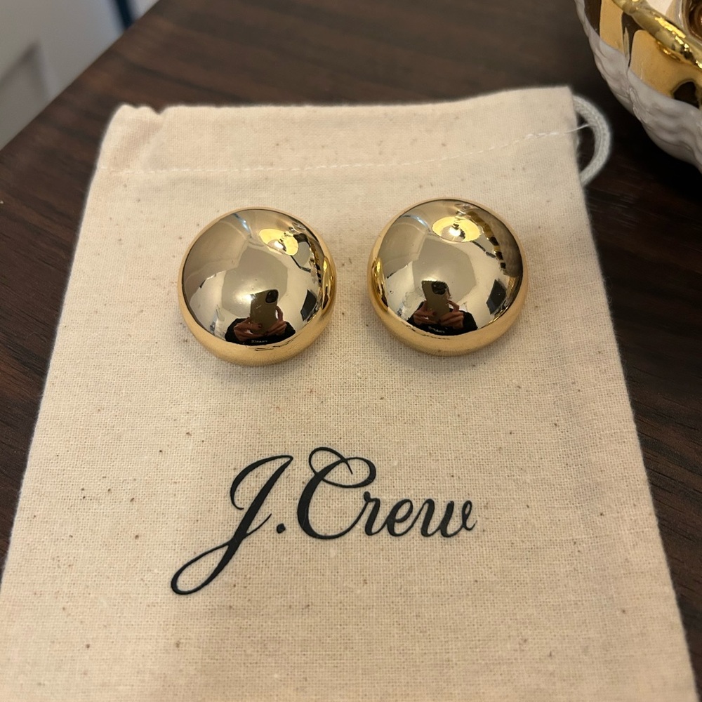 J. Crew Shiny Gold Dome Earrings